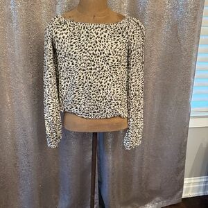 Anthropologie Black and Cream Patterned Blouse